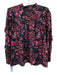 Ulla Johnson Size 6 Teal & Pink Cotton Blend Long Sleeve Floral Ruffles Top Teal & Pink / 6