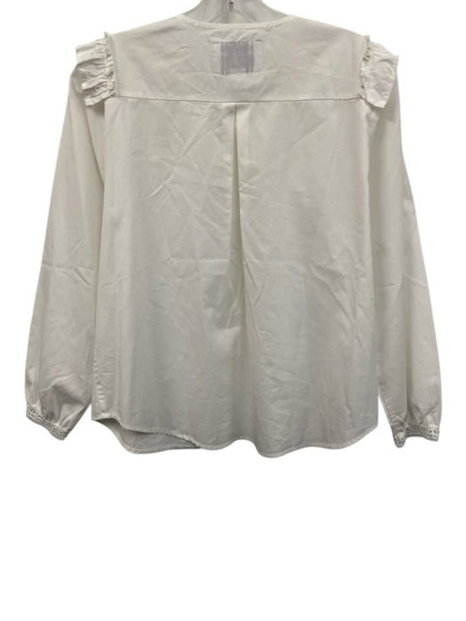 The Shirt Rochelle Behrens Size Small White Cotton Long puff sleeve Ruffles Top White / Small