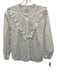 The Shirt Rochelle Behrens Size Small White Cotton Long puff sleeve Ruffles Top White / Small