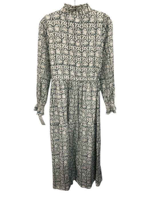 India Collection Emerson Fry Size Small Green & White Cotton Long Sleeve Dress Green & White / Small