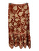 Antonio Melani Size 2/4 Rust & Beige Cotton Half Puff Sleeve Floral Skirt Set Rust & Beige / 2/4