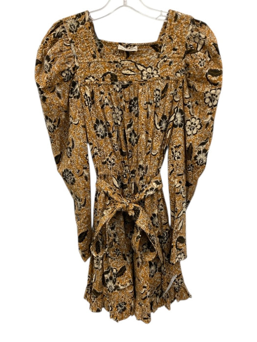 Ulla Johnson Size 4 Yellow, White, Black Cotton Blend Long puff sleeve Dress Yellow, White, Black / 4