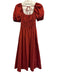 En Saison Size XS Rust Orange Cotton Short Puff Sleeve Elastic Waist Maxi Dress Rust Orange / XS