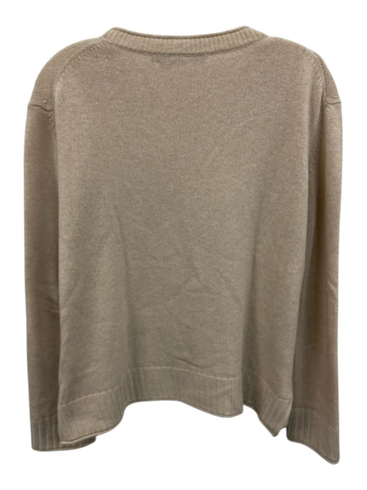 Jenni Kayne Size Small Beige Wool Blend Long Sleeve Ribbed Side Slit Sweater Beige / Small