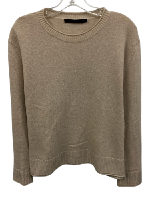 Jenni Kayne Size Small Beige Wool Blend Long Sleeve Ribbed Side Slit Sweater Beige / Small