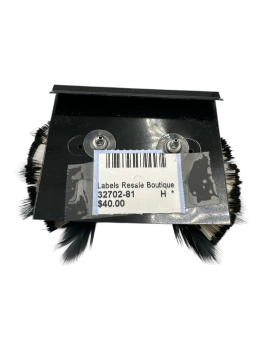 Mignonne Gavigan Black & White Feathers Post Back Animal Print Earrings Black & White