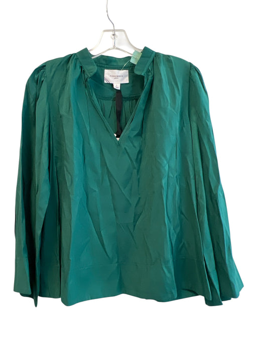 Pomander Place Size L Forest Green Rayon Blend V Neck Long Wide Sleeve Top Forest Green / L