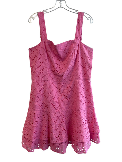 Draper James Size 14 Pink Cotton Square Neck Back Zip Sleeveless Dress Pink / 14