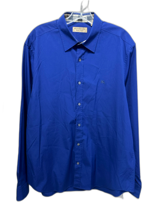 Burberry Size XL Blue Cotton Solid Button Down Men's Long Sleeve Shirt Blue / XL