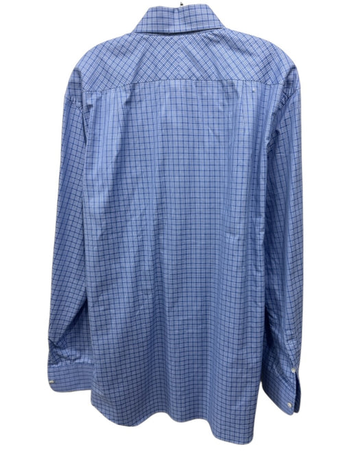 Nikky Size 17.5 Blue & White Cotton Plaid Button Down Men's Long Sleeve Shirt Blue & White / 17.5