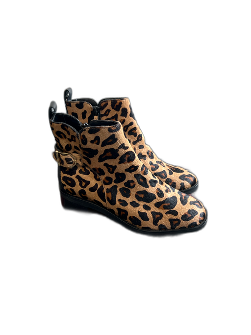 Cole Haan Shoe Size 5.5 Brown Calf hair Block Heel Side Zip Cheeta Print Booties Brown / 5.5