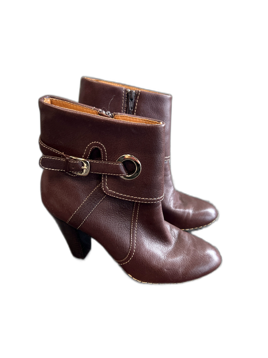 Sofft Shoe Size 7 Brown Leather Buckle Detail Stitch Detail Side Zip Boots Brown / 7