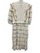 Farm Rio Size L White, Beige, Multi Cotton Puff 1/2 Sleeve Ribbon Stripe Dress White, Beige, Multi / L
