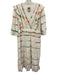 Farm Rio Size L White, Beige, Multi Cotton Puff 1/2 Sleeve Ribbon Stripe Dress White, Beige, Multi / L