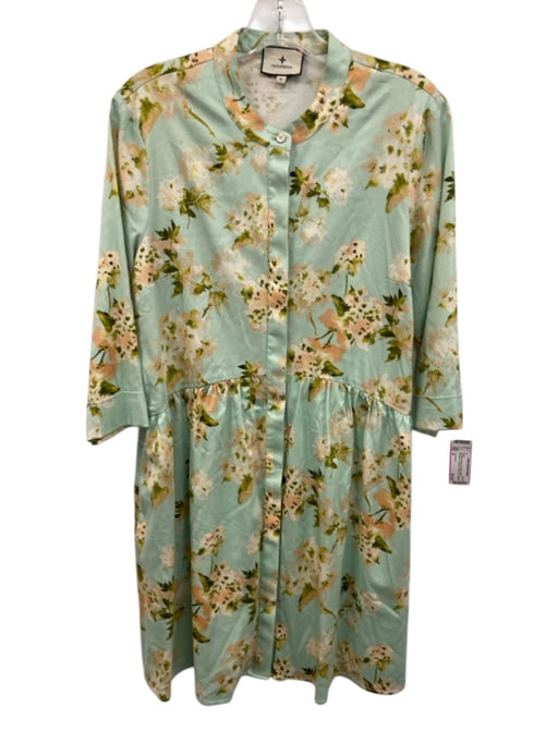 Tuckernuck Size M Seafoam Green & Orange Cotton & Spandex 1/2 Sleeve Dress Seafoam Green & Orange / M