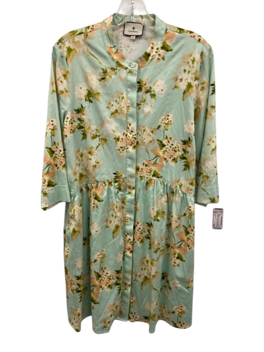 Tuckernuck Size M Seafoam Green & Orange Cotton & Spandex 1/2 Sleeve Dress Seafoam Green & Orange / M