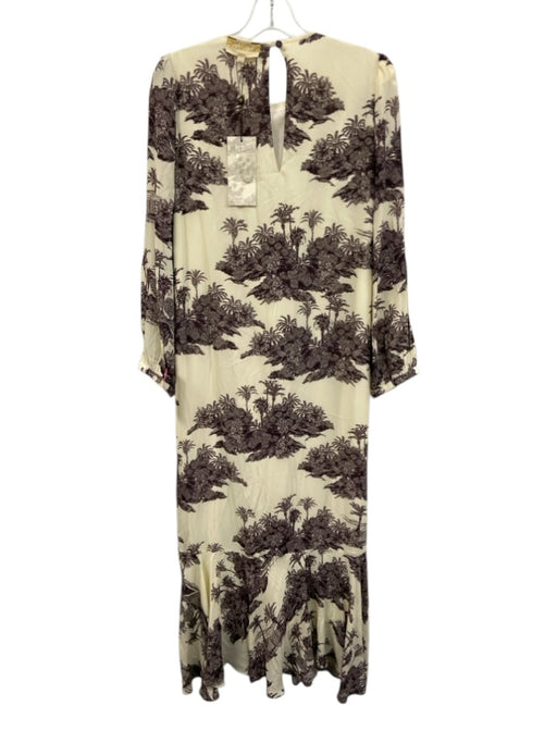 Tuckernuck x India Hicks Size M Beige & Gray Viscose Long puff sleeve Maxi Dress Beige & Gray / M