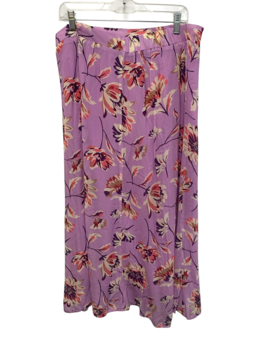 Sundance Size L Purple, Pink, White Viscose Side Zip Floral Print Midi Skirt Purple, Pink, White / L