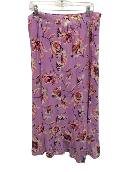 Sundance Size L Purple, Pink, White Viscose Side Zip Floral Print Midi Skirt Purple, Pink, White / L