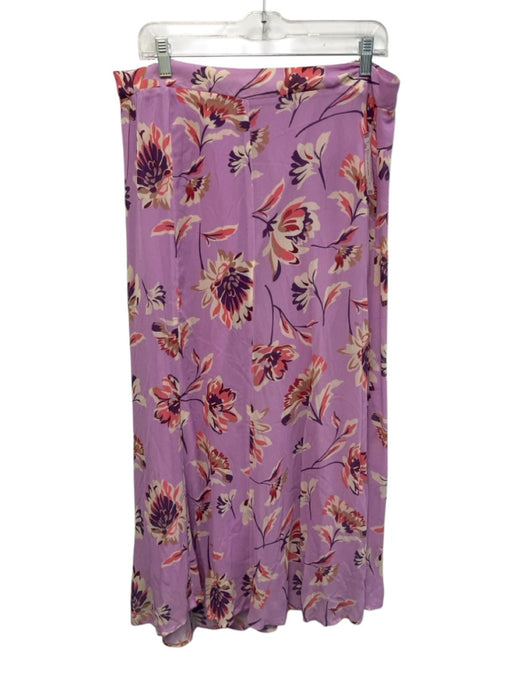 Sundance Size L Purple, Pink, White Viscose Side Zip Floral Print Midi Skirt Purple, Pink, White / L