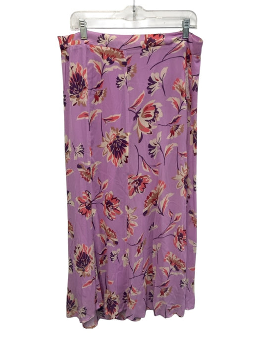 Sundance Size L Purple, Pink, White Viscose Side Zip Floral Print Midi Skirt Purple, Pink, White / L