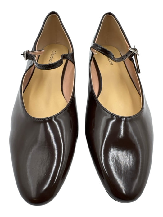 C. Paravano Shoe Size 40 Dark Brown Patent Leather Almond Toe Nubby Ballet Flats Dark Brown / 40