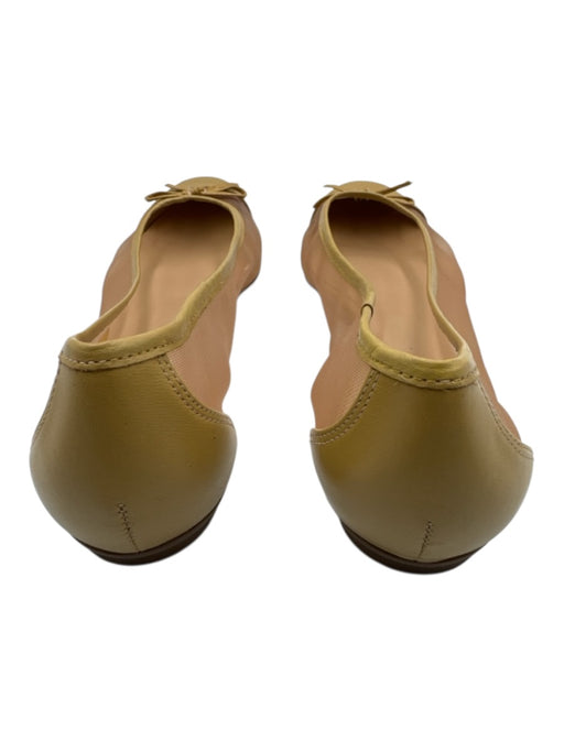 FS/NY Shoe Size 9 Mustard Yellow Leather Mesh Panel Bow Detail Ballet Flats Mustard Yellow / 9