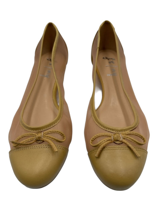 FS/NY Shoe Size 9 Mustard Yellow Leather Mesh Panel Bow Detail Ballet Flats Mustard Yellow / 9