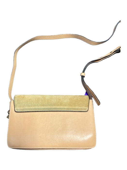 Chloe Peach Leather & Suede Gold hardware Crossbody Circle Clasp Bag Peach