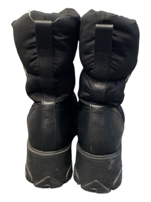 Coach Shoe Size 9.5 Black Fabric Mid Calf Height Puffer Logo Lug Sole Boots Black / 9.5