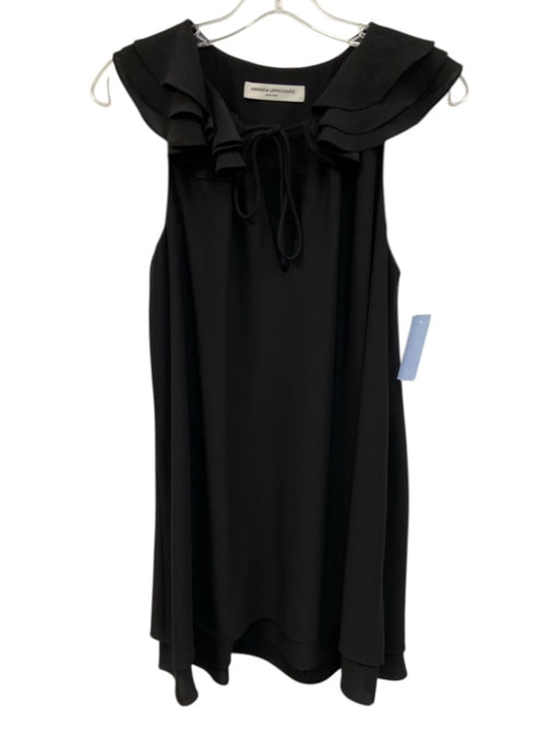 Amanda Uprichard Size Small Black Sleeveless Ruffles Dress Black / Small