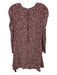 Whistles Size 8 Burgundy & Cream Viscose Long Sleeve People Print Back Zip Dress Burgundy & Cream / 8