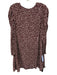 Whistles Size 8 Burgundy & Cream Viscose Long Sleeve People Print Back Zip Dress Burgundy & Cream / 8