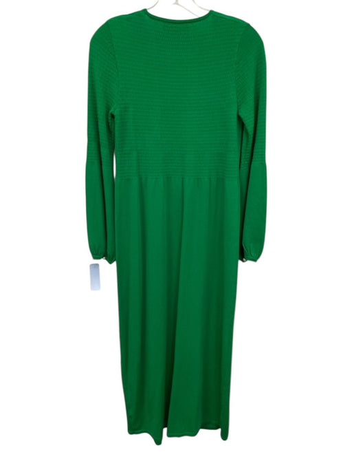 Pomander Place Size Small Green Rayon Blend Knit Long Puff Sleeve Maxi Dress Green / Small