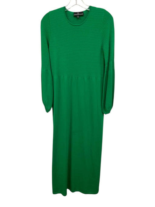 Pomander Place Size Small Green Rayon Blend Knit Long Puff Sleeve Maxi Dress Green / Small