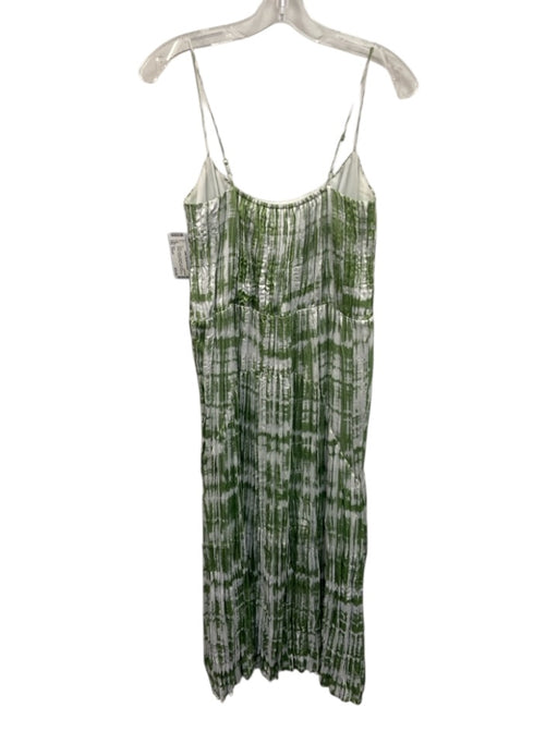 Vince Size Small Green & White Polyester Tye Dye Crinkle Spaghetti Strap Dress Green & White / Small