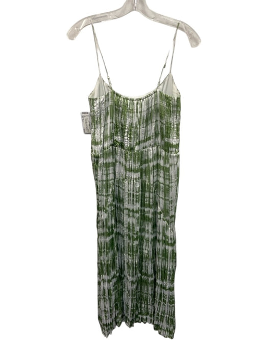 Vince Size Small Green & White Polyester Tye Dye Crinkle Spaghetti Strap Dress Green & White / Small
