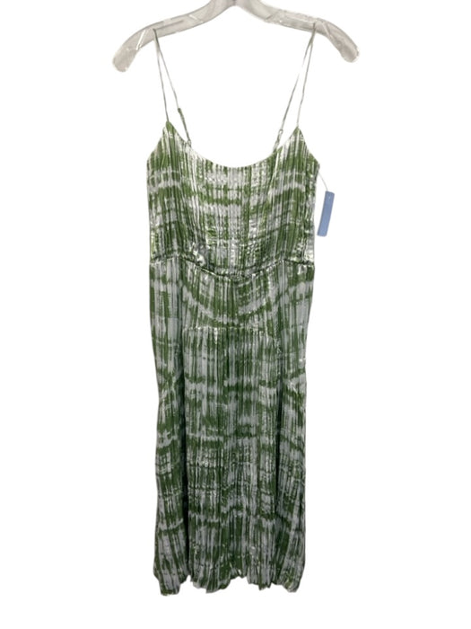 Vince Size Small Green & White Polyester Tye Dye Crinkle Spaghetti Strap Dress Green & White / Small