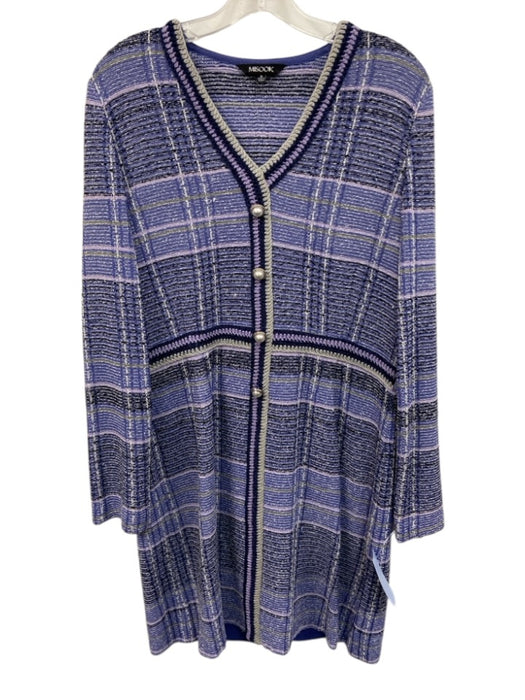 Misook Size Small Purple Mix Knit Buttons Long Sleeve Dress Purple Mix / Small