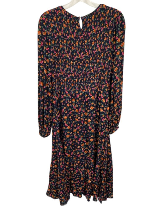Lost + Wander Size Small Navy, Orange, Pink Floral Long Sleeve Smocked Dress Navy, Orange, Pink / Small
