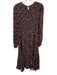 Lost + Wander Size Small Navy, Orange, Pink Floral Long Sleeve Smocked Dress Navy, Orange, Pink / Small