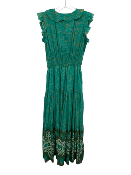 Bell by Alicia Bell Size Medium Teal Print Cotton Blend Abstract Maxi Dress Teal Print / Medium