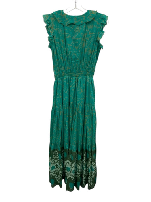 Bell by Alicia Bell Size Medium Teal Print Cotton Blend Abstract Maxi Dress Teal Print / Medium