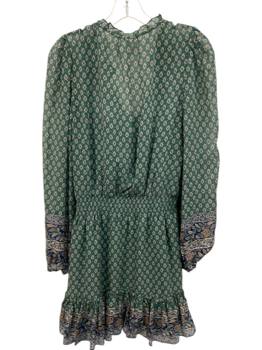 Veronica Beard Size 8 Green, Beige, Blue Silk Abstract Long Sleeve Paisley Dress Green, Beige, Blue / 8
