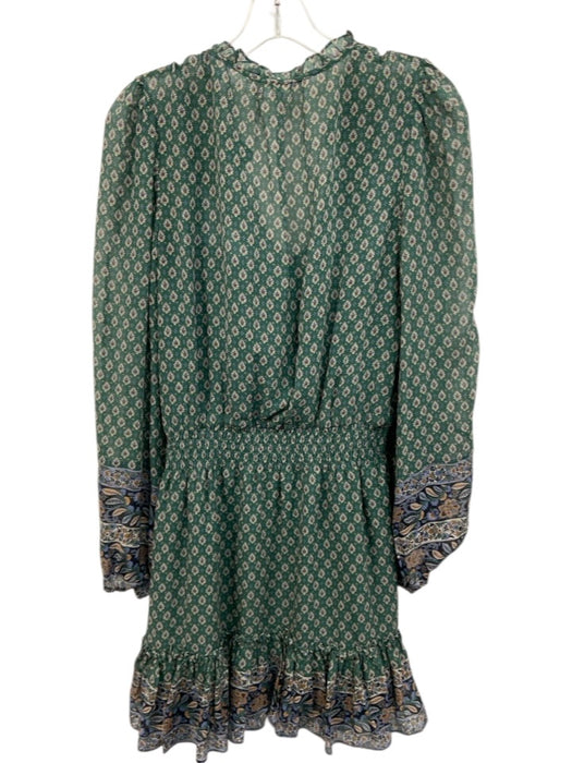 Veronica Beard Size 8 Green, Beige, Blue Silk Abstract Long Sleeve Paisley Dress Green, Beige, Blue / 8