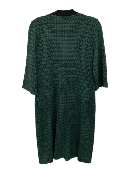 Ming wang Size Medium Green & Black Print Acrylic Blend Knit 3/4 Sleeve Dress Green & Black Print / Medium