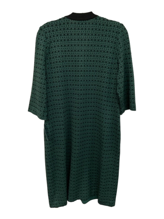 Ming wang Size Medium Green & Black Print Acrylic Blend Knit 3/4 Sleeve Dress Green & Black Print / Medium