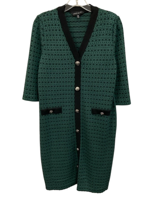 Ming wang Size Medium Green & Black Print Acrylic Blend Knit 3/4 Sleeve Dress Green & Black Print / Medium