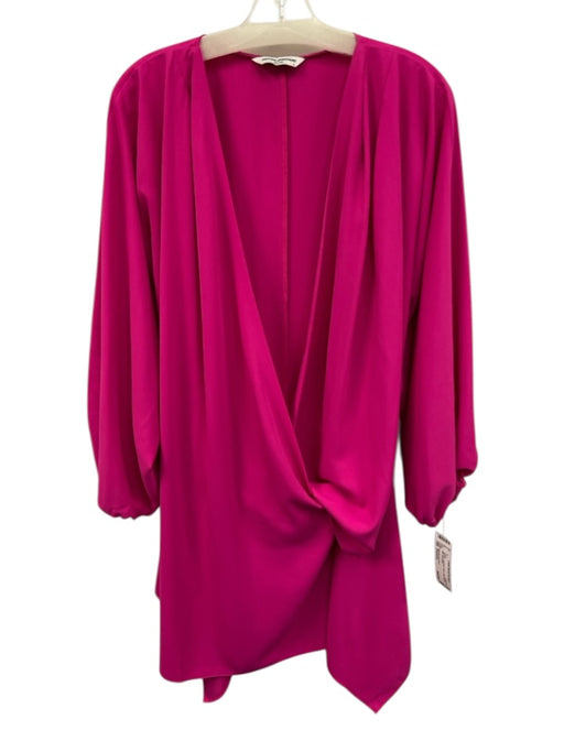 Amanda Uprichard Size Medium Hot pink Polyester Wrap Long Sleeve Mini Dress Hot pink / Medium