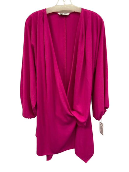 Amanda Uprichard Size Medium Hot pink Polyester Wrap Long Sleeve Mini Dress Hot pink / Medium